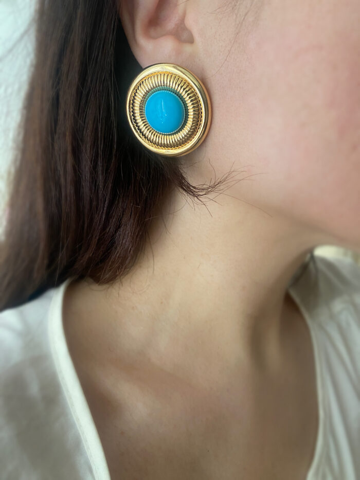 Collezione "Estrosa" - Orecchini Cloe (con perla/turchese/blu) - immagine 3