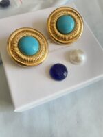 Collezione "Estrosa" - Orecchini Cloe (con perla/turchese/blu) - immagine 4