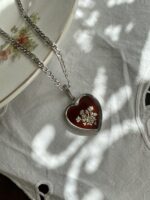 Collana "Fior di ricordi" - Bordeaux / Verde / Blu - immagine 3