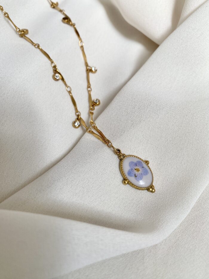 Linea "Non ti scordar di me" - Collana con fiore vero - immagine 1