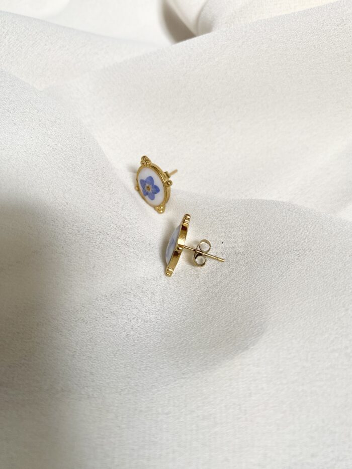 Linea "Non ti scordar di me" - Orecchini con fiore vero - immagine 2