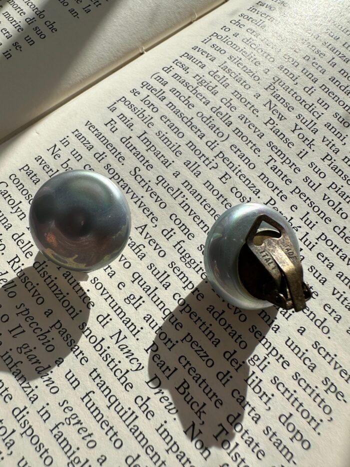 Orecchini tondi in ceramica perlata (clip) - immagine 2