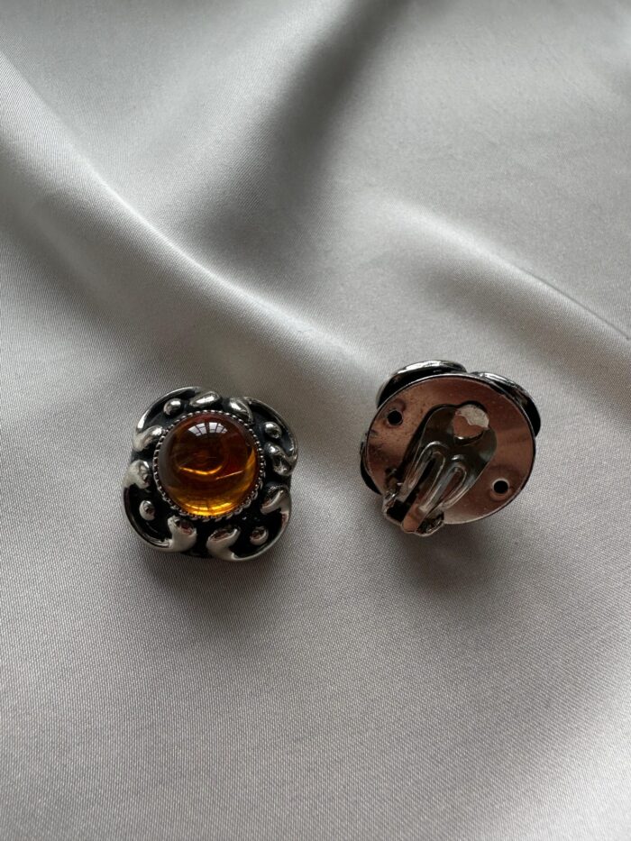 Orecchini in ottone china con pietra  (clips) - immagine 2