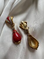 Orecchini stile Liberty con smalto e Swarovski (clip) - immagine 2