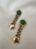 Orecchini con pietra in resina verde e stellina