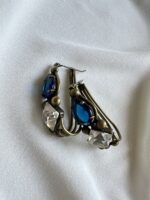 Orecchini con pietra blu e Swarovski (perno) - immagine 2
