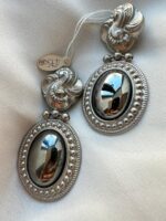 Orecchini con pietra grigia, galvanica in arg (clip)