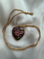 Collana con ciondolo scatolina cloisonnè ed. vintage 1920 - fiori rosa