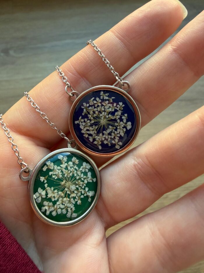 Collana "Fior di ricordi" 2 - Bordeaux / Verde / Blu - immagine 2