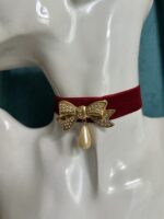 Choker con fiocco e perla