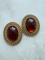 Orecchini ovali pietra marrone