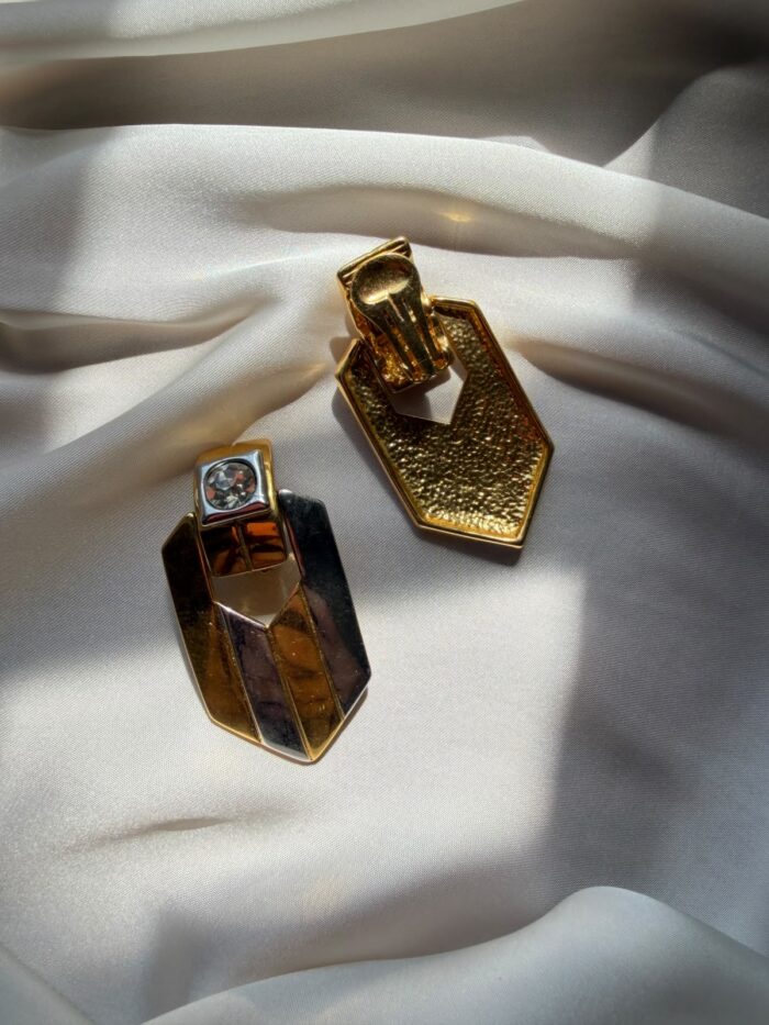 Orecchini bicolor con Swarovski (clips) - immagine 2